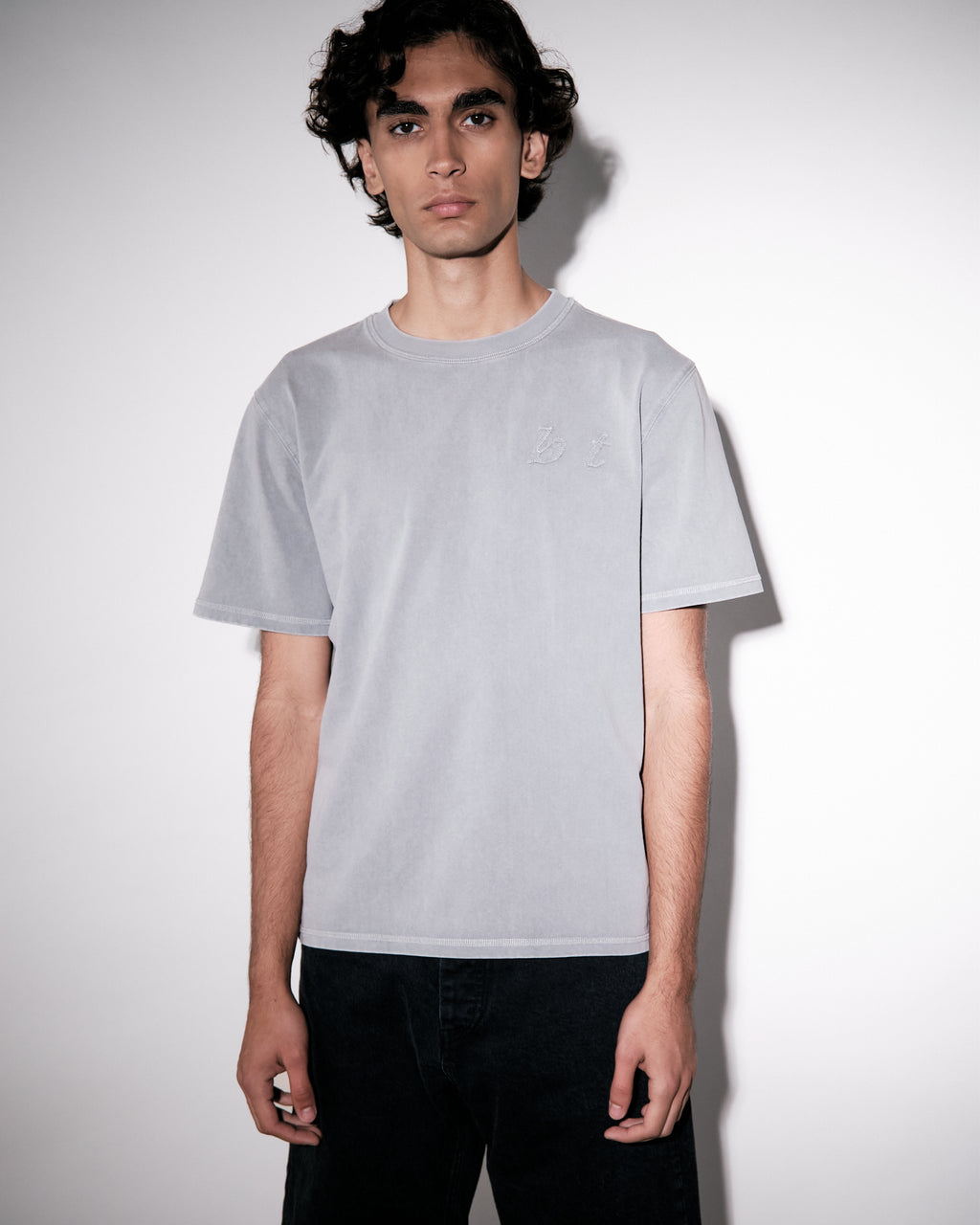 Bt' T-shirt Distressed Washed Grey
