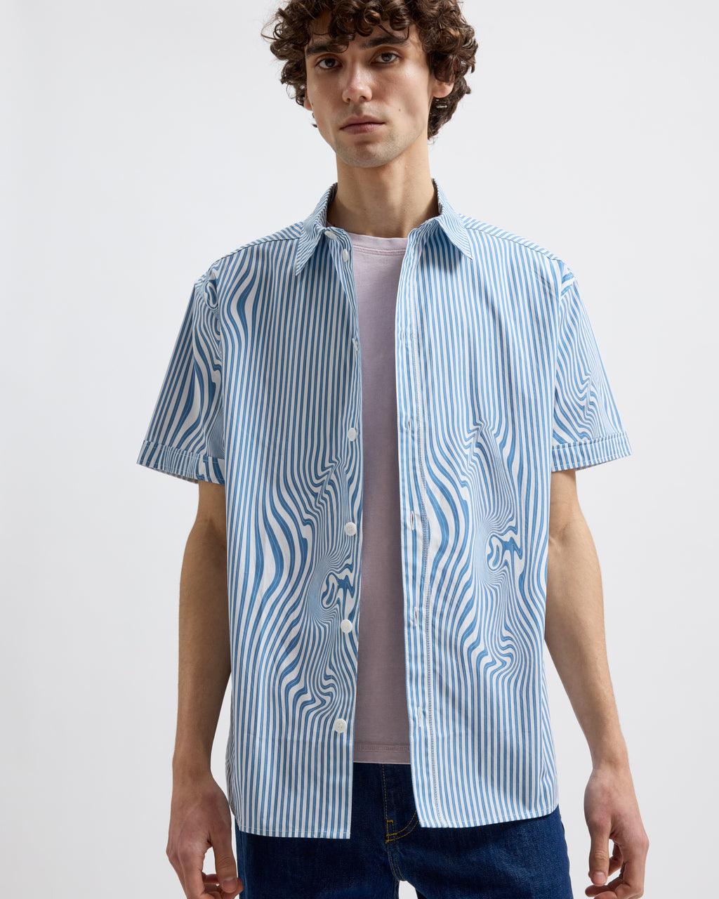 Callum Blue Glitch Stripe