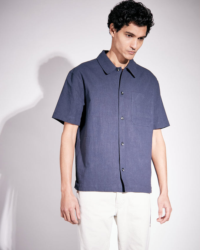Frank S/S Linen Dark Navy
